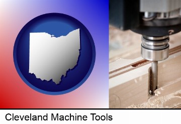 a CNC milling machine cutting wood in Cleveland, OH