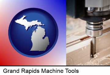 a CNC milling machine cutting wood in Grand Rapids, MI