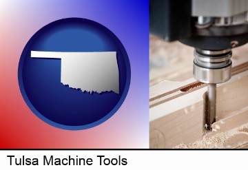 a CNC milling machine cutting wood in Tulsa, OK